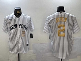 Men's New York Yankees #2 Derek Jeter White Pinstripe Fashion Cool Base Jerseys,baseball caps,new era cap wholesale,wholesale hats